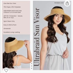 Women’s ultrabraid visor hat. One size, adjustable. New with tags.